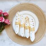 100 PK Gold Napkins - 4 Assorted Designs - 3-Ply Cocktail Napkins Folded 5 x 5 Inches Bar Napkins Disposable Party Napkins Paper Napkins Dinner for Wedding Baby Shower Birthday Gruation 2023