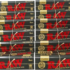 RAW Classic Black King Size Slim Natural Unrefined Ultra Thin 110mm Rolling Papers (12 Packs)