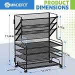 4-Tier Paper Organizer + 3-Pocket File Holder + Drawer + Pen Holders, Desktop File Organizers Paper Tray for Office Supplies School Classroom Organization (Black, No Drawer & Pen Holder)