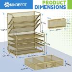 4-Tier Paper Organizer + 3-Pocket File Holder + Drawer + Pen Holders, Desktop File Organizers Paper Tray for Office Supplies School Classroom Organization (Gold, with Drawer & Pen Holder)