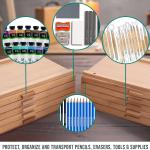 U.S. Art Supply 10-Drawer Artist Tool Supply Box with 5 Compartments per Drawer - Hardwood Art Box for Artist Supplies, Brushes, Pencils, Erasers, Tool Storage Organizer Case