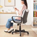 Basics Office Computer Task Desk Chair with Pded Armrests, Mid-Back, justable, 360 Swivel, Rolling, 275 Pound Capacity, 24.2"D x 24"W x 38.6"H, BIFMA Certified, White Faux Leather