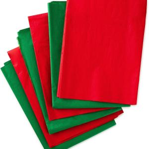 Hallmark Red and Green Bulk Tissue Paper for Gift Wrapping (100 Sheets) for Gift Bags, Christmas Presents, Holiday Crafts and More