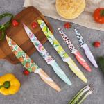 UPTRUST 10-piece Stainless Steel Kitchen Knife Set, Nonstick Coated with 5 Ble Guard, Multicolored Fruit Knives, Pioneer Woman Knife Sets