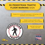 Mighty Line Pedestrian Traffic Crossing Walkway Floor Sign for Safety, Caution, Warning, Heavy-Duty, Peel and Stick, hesive, Industrial Quality, 24"