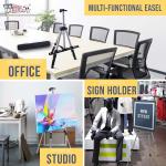 U.S. Art Supply 66" Silver Metal Tripod Easel Display (10 Pack) - justable 18"- 5.5', Holds 36" Canvas - Floor/Tabletop Easel Stand, for Sign Display, Painting, Poster Board, Canvas - Portable Bag