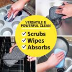 Original Scrub-N-Wipe P by Tuff-Scrub, 6-Pack, Microfiber, Multi-Surface, Non-Scratch, Dual-Sided, Scrubber for Dishes, Sinks, Non-Stick Cookware – Machine Washable, Durable Kitchen Sponge (Large)