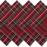 DII Holiday Dining Table & Kitchen Décor Metallic Fabric, Christmas Napkin Set, 20x20, Red Tartan Plaid, 6 Piece