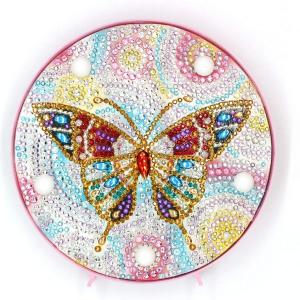 DIY Diamond Painting Lamp with LED Lights Full Drill Crystal Drawing Kit Bedside Night Light Arts Crafts for Home Decoration or Christmas Gifts 6.0x6.0inch (Butterfly-B)