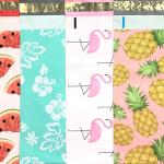 Designer Poly Mailers 10x13: Sample Variety Pack ~ Anchor, Daisy, Hibiscus, Arrow, Cactus, Pink & Mint Aloha, Watermelon, Flamingo, Pineapple Printed Self Sealing Shipping Poly Envelopes Bag (30 Pcs)