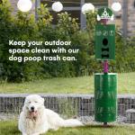 Flybold Dog Waste Station - Outdoor Dog Poop Trash Can with Poop Bag Dispenser - 400 Roll Bags, 100 Pull Bags, 50 Can Liners - Pet Waste Bag Disposal System for Parks and Public Spaces - 13x26 Inches