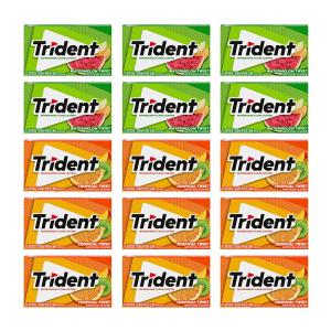 Trident Sugar-Free Chewing Gum Variety Pack Candy, Watermelon Twist & Tropical Twist Flavor, Bulk, 15 Packs of 14 Pieces (210 Total Pieces)