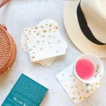 100 PK Gold Napkins - 4 Assorted Designs - 3-Ply Cocktail Napkins Folded 5 x 5 Inches Bar Napkins Disposable Party Napkins Paper Napkins Dinner for Wedding Baby Shower Birthday Gruation 2023