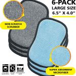 Original Scrub-N-Wipe P by Tuff-Scrub, 6-Pack, Microfiber, Multi-Surface, Non-Scratch, Dual-Sided, Scrubber for Dishes, Sinks, Non-Stick Cookware – Machine Washable, Durable Kitchen Sponge (Large)