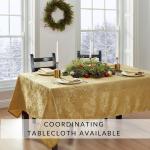 Elrene Home Fashions Poinsettia Elegance Jacquard Christmas/Holiday Cloth Dinner Napkins, Set of 4, 17"x17", Gold