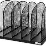 Safco Onyx Desk Organizer, 5 Tiered Vertical Compartments, Office and Classroom Mailbox , Paper and Mail Sorter, Steel Mesh, Black