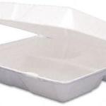 Carryout Food Containers,Foam Hinged 3-Compartment,8-3/8 x 7-7/8 x 3-1/4,200/CT