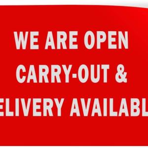 Decal Stickers Multiple Sizes We are Open Carry-Out & Delivery Available Cafe Restaurant Industrial Vinyl Safety Sign Label Restaurant & Food Design Only 20x14Inches