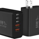 USB C Fast Wall Charger Block, 2Pack 60W USBC Charging Cubes, 5-Port PD+QC Power apter Multiport Brick Type C Box Plug for Phone 16/15/14/13/12/11/Pro Max/Plus, P Mini/Pro/S25/S24-Black