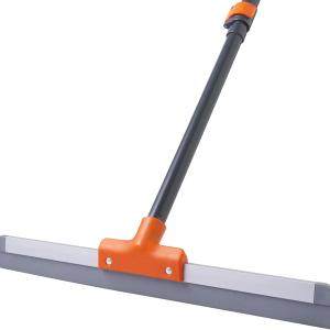 Rubber Floor Squeegee for Concrete Floor, Tile Floor, Metal Aluminium Heavy Duty Garage Shower Floor Squeegee Broom for Removing Water, Commercial Scrubber Mop with Extendable Long Handle