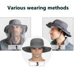 He Net Hat for Men Women Safari Sun UV Protection Hat with Netting Net Mesh Bug Cap Outdoor Fishing Hiking Gardening Bucket Dark Gray