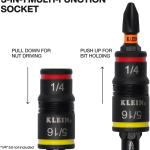 Klein Tools 32933 Klein Tools 32933 Impact Driver, SAE 7-in-1 Impact Rated Socket Set, 3 Flip Sockets with 6 Hex Driver Sizes and 1/4-Inch Bit Holder, 5-Inch Shaft