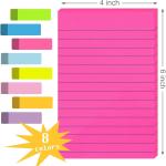 (8 Ps) Lined Sticky Notes 4x6 in Post, 8 Colors Self Sticky Notes P Its, Bright Post Stickies Colorful Big Rectangular Sticky Notes Ruled Stickies for Office, Home, School, Meeting, 45 Sheets/p