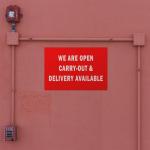 Decal Stickers Multiple Sizes We are Open Carry-Out & Delivery Available Cafe Restaurant Industrial Vinyl Safety Sign Label Restaurant & Food Design Only 20x14Inches