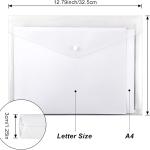 EOOUT 24pcs Clear Envelopes, Expandable Folders for Documents and Waterproof Folders with Snap Closure, A4 Size Letter Size, for School and Office Supplies