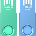 MOSDART 64GB USB 2.0 Flash Drive, with Keychain Loop, Swivel Design with LED Light, exFAT Memory Stick for Computers, System Backup, Data Storage Thumb Drive, Green and Blue (Pack of 2)