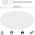 36" Round Tempered Glass Table Top, Marble Glass Surface Protector Heat & Scratch Resistant Multipurpose for Dining, Coffee, Restaurant, Office and End Table (White Marble Pattern, 36 Inch)