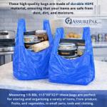 ASSUREPAK Easy Open - 1000 Bags- Colored Unprinted HDPE T-Shirt Bags - 1/6 BBL 11.5"X6"X21" - 13 microns - Blue - LOOP-BLUE-EO