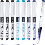 EYEYE Disposable Fountain Pens, 8 Pack 3 Colors Fine Point Pens Stainless Steel Nib, Fountain Pens Smooth Writing for Journaling, Drafting, Sketching, Doodling & Office Supplies