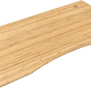 FLEXISPOT Whole Piece 55"x28" Desk Board for Electric Standing Desk Curved Natural Bamboo