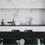 Kaboon 60x24 inches Tabletop, Solid One-Piece Desktop for Sit Stand Desk, Double Desks, L Desk DIY,Wood Countertop Home or Commercial Use,1 inch Thick, Could Atlas/Black Marble, 23.62" D x 59.1" W