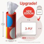 Car Tissue Holder with Facial Tissues Bulk - Car Tissues Cylinder - Travel Bulk Pack - Round Cube Boxes - Replacement for Kleenex Tubes - Tissues Cube Boxes 4 pack