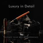 Wordsworth & Black Fountain Pen Set, Luxury Bamboo Wood - Medium Nib, Gift Case; Includes 6 Ink Cartridges, Ink Refill Converter -Journaling, Calligraphy; Drawing, Smooth Writing [Cherry Wood]