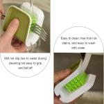 2 PCS Car Seat Belt Cleaning Brush, U-Shaped Closeable Brush for Floor Mat Seat Center Console Crevices, Non-Slip Double-Sided Upright Bristles Washing Tool, Universal Cleaning Supply (Green)