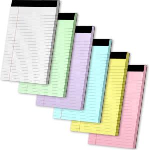 Legal Ps 5" X 8", 6 Pack Colored Note Ps, College Ruled Yellow Lined Paper Ps, Letter & Legal Ruled Ps, 30 Sheets per Small Writing Ps 5x8 for School, Home, Office, Business