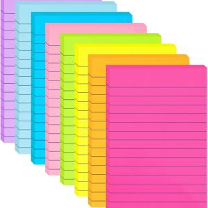 (8 Ps) Lined Sticky Notes 4x6 in Post, 8 Colors Self Sticky Notes P Its, Bright Post Stickies Colorful Big Rectangular Sticky Notes Ruled Stickies for Office, Home, School, Meeting, 45 Sheets/p
