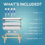 Chafing Dishes for Buffet 4 Pack, 9QTGold & Silver Stainless Steel Food Warmers Elegant & Sturdy Chafing Dish Buffet Set, Complete Set for Weddings & Catering