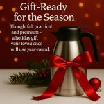 Heritage66 Thermal Coffee Carafe with Cleaning Brush – 68 oz (2 L) Vacuum Insulated Stainless Steel Beverage Dispenser, Keeps Drinks Hot 12 H/Cold 24 H, Ideal for Home, Office & Parties