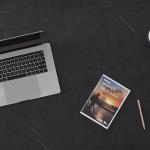 Kaboon 60x24 inches Tabletop, Solid One-Piece Desktop for Sit Stand Desk, Double Desks, L Desk DIY,Wood Countertop Home or Commercial Use,1 inch Thick, Could Atlas/Black Marble, 23.62" D x 59.1" W