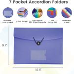 5 Pack 7-Pockets Expanding File Folder Accordion File Organizer, A4 Letter Size Paper Document Receipt Holder for School Office Supplies