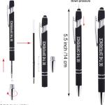 Funny Pens - 12 Pack Fine Point Smooth Writing Pens with Inspirational Tips, Black Ink, Touch Stylus Screens, Motivational Gift for Office & Desk Accessories