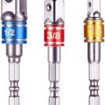 Impact Gre Socket apter/Extension Set Turns Power Drill Into High Speed Nut Driver,1/4-Inch Hex Shank to Drive for apters to Use with Drill Chucks, Sizes 1/4" 3/8" 1/2", Cr-V, 3-Piece