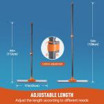 Rubber Floor Squeegee for Concrete Floor, Tile Floor, Metal Aluminium Heavy Duty Garage Shower Floor Squeegee Broom for Removing Water, Commercial Scrubber Mop with Extendable Long Handle