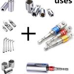 Impact Gre Socket apter/Extension Set Turns Power Drill Into High Speed Nut Driver,1/4-Inch Hex Shank to Drive for apters to Use with Drill Chucks, Sizes 1/4" 3/8" 1/2", Cr-V, 3-Piece