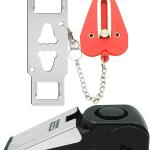 Portable Door Lock & Door Stop Alarm Set, Dual Protection Home Security Door Kit, Travel Hotel Lock Devices Pocket Self Defensey Tools for Traveling Hotel Home Apartment,Red