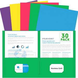 Two Pocket Folders, PANDRI 30 Pack 2 Pocket Folders, Letter Size Paper File Folder for School Office Home Business, Assorted 5 Colors